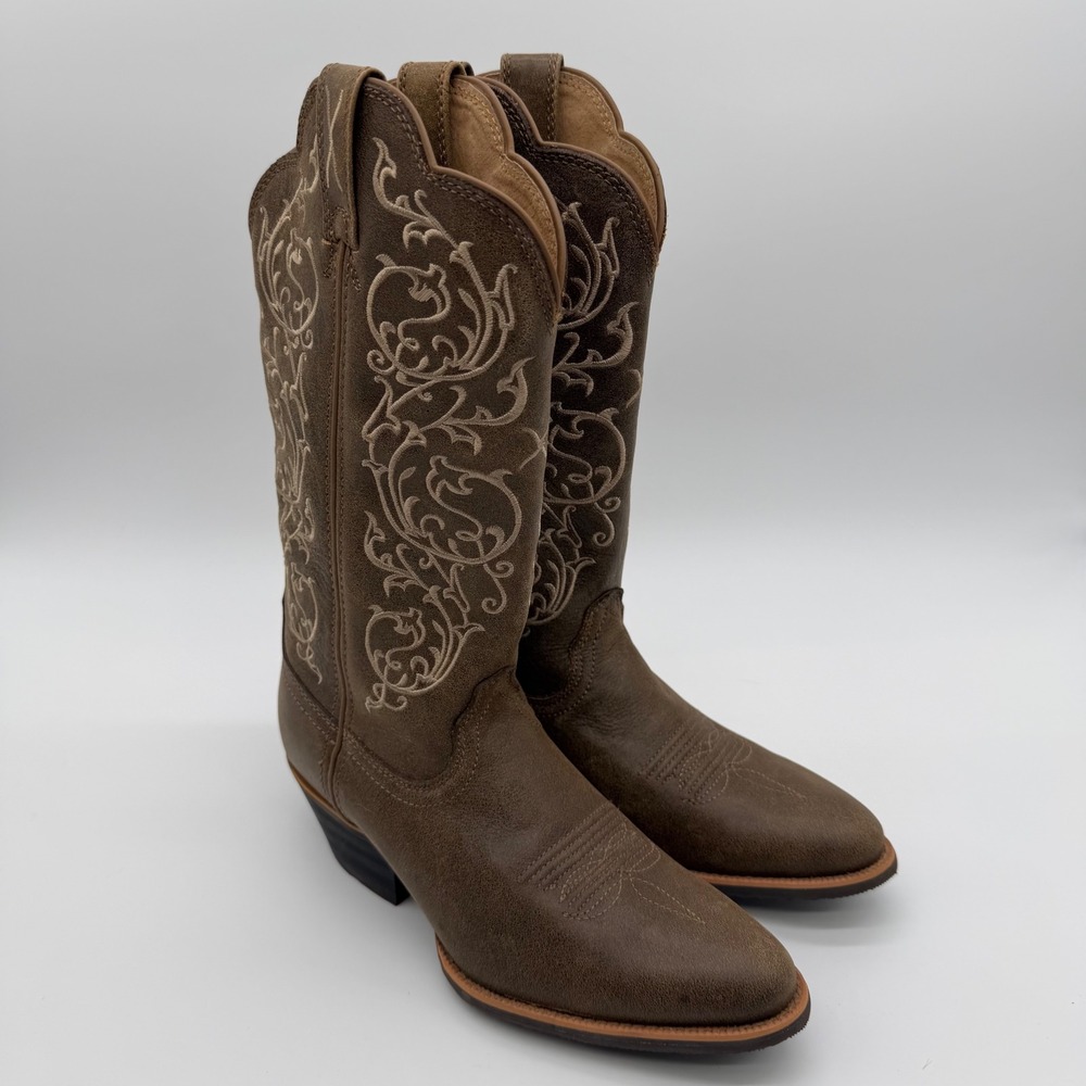 Twisted X Western Boots Women 7C Brown Leather Embroidered WWT0025
